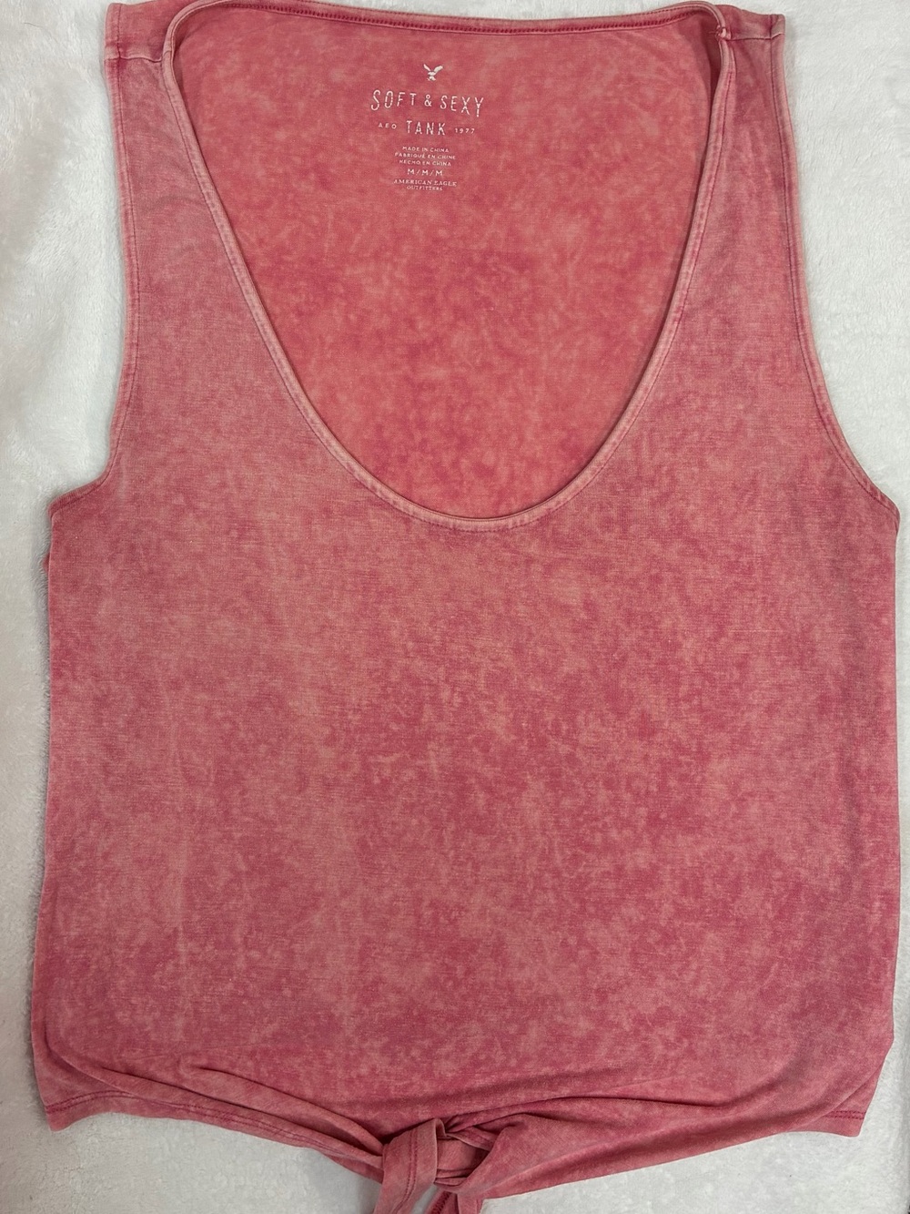 American Eagle Outfitters Soft & Sexy Tank in washed pink with front tie hem